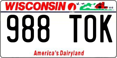 WI license plate 988TOK
