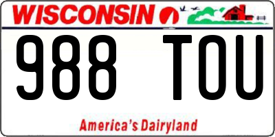WI license plate 988TOU