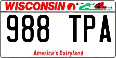 WI license plate 988TPA