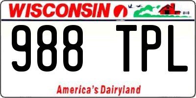 WI license plate 988TPL