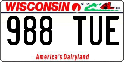 WI license plate 988TUE