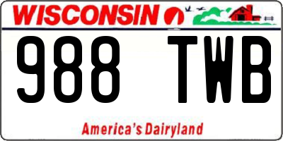 WI license plate 988TWB