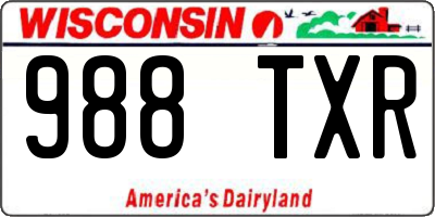 WI license plate 988TXR