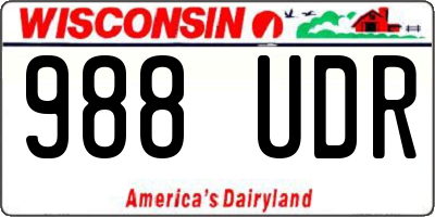 WI license plate 988UDR
