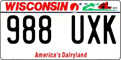 WI license plate 988UXK