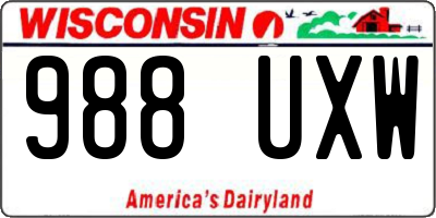 WI license plate 988UXW