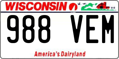 WI license plate 988VEM