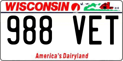 WI license plate 988VET