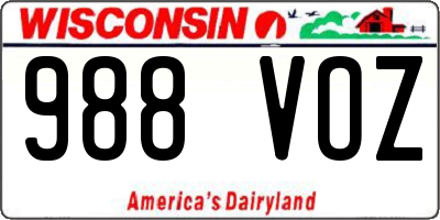 WI license plate 988VOZ