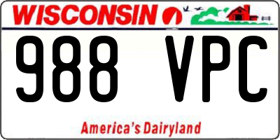 WI license plate 988VPC