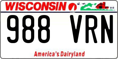 WI license plate 988VRN