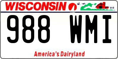 WI license plate 988WMI