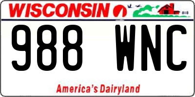 WI license plate 988WNC