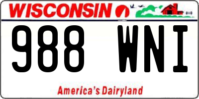WI license plate 988WNI