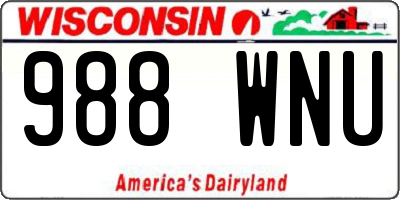 WI license plate 988WNU