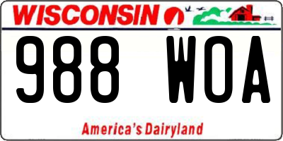 WI license plate 988WOA