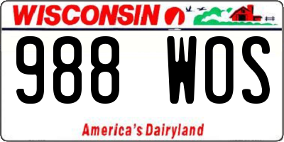 WI license plate 988WOS