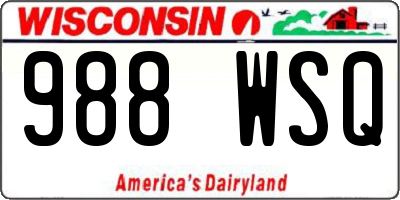 WI license plate 988WSQ