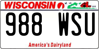 WI license plate 988WSU
