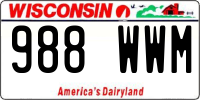 WI license plate 988WWM