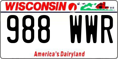 WI license plate 988WWR