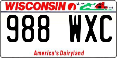 WI license plate 988WXC