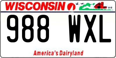 WI license plate 988WXL