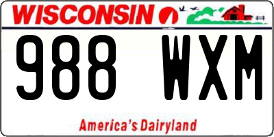 WI license plate 988WXM