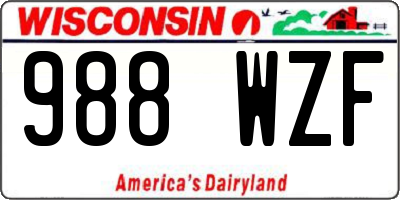 WI license plate 988WZF