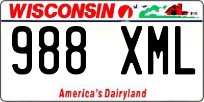 WI license plate 988XML