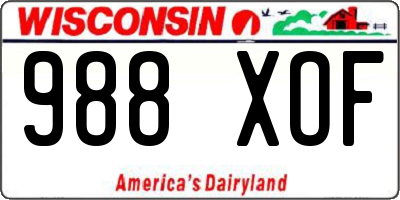 WI license plate 988XOF