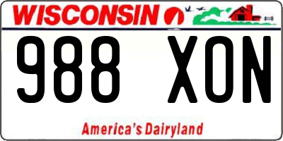 WI license plate 988XON