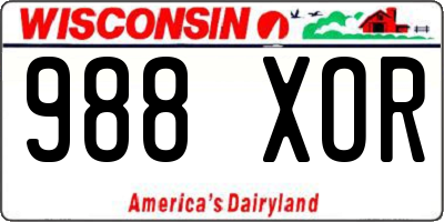 WI license plate 988XOR