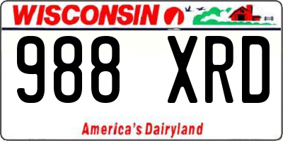 WI license plate 988XRD