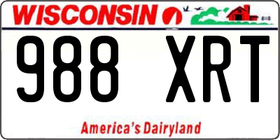 WI license plate 988XRT