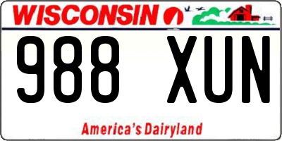 WI license plate 988XUN
