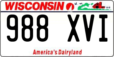 WI license plate 988XVI