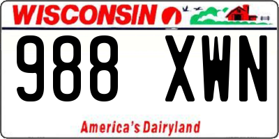WI license plate 988XWN