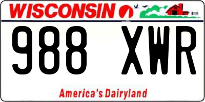 WI license plate 988XWR