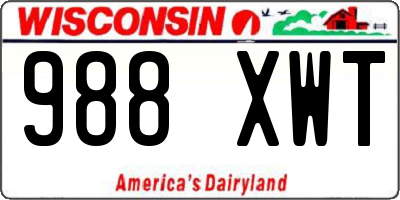 WI license plate 988XWT