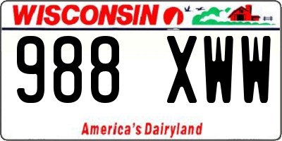 WI license plate 988XWW