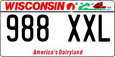 WI license plate 988XXL