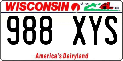 WI license plate 988XYS
