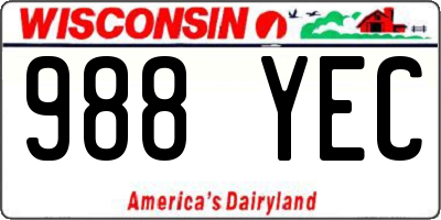 WI license plate 988YEC