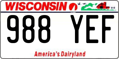 WI license plate 988YEF