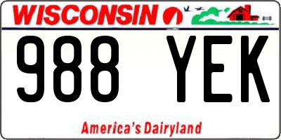 WI license plate 988YEK