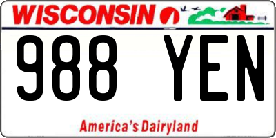 WI license plate 988YEN