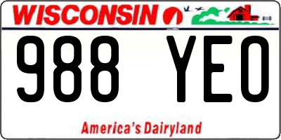 WI license plate 988YEO
