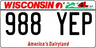 WI license plate 988YEP