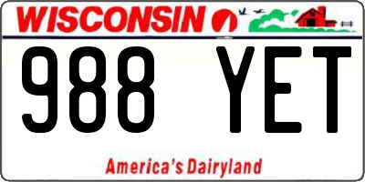 WI license plate 988YET